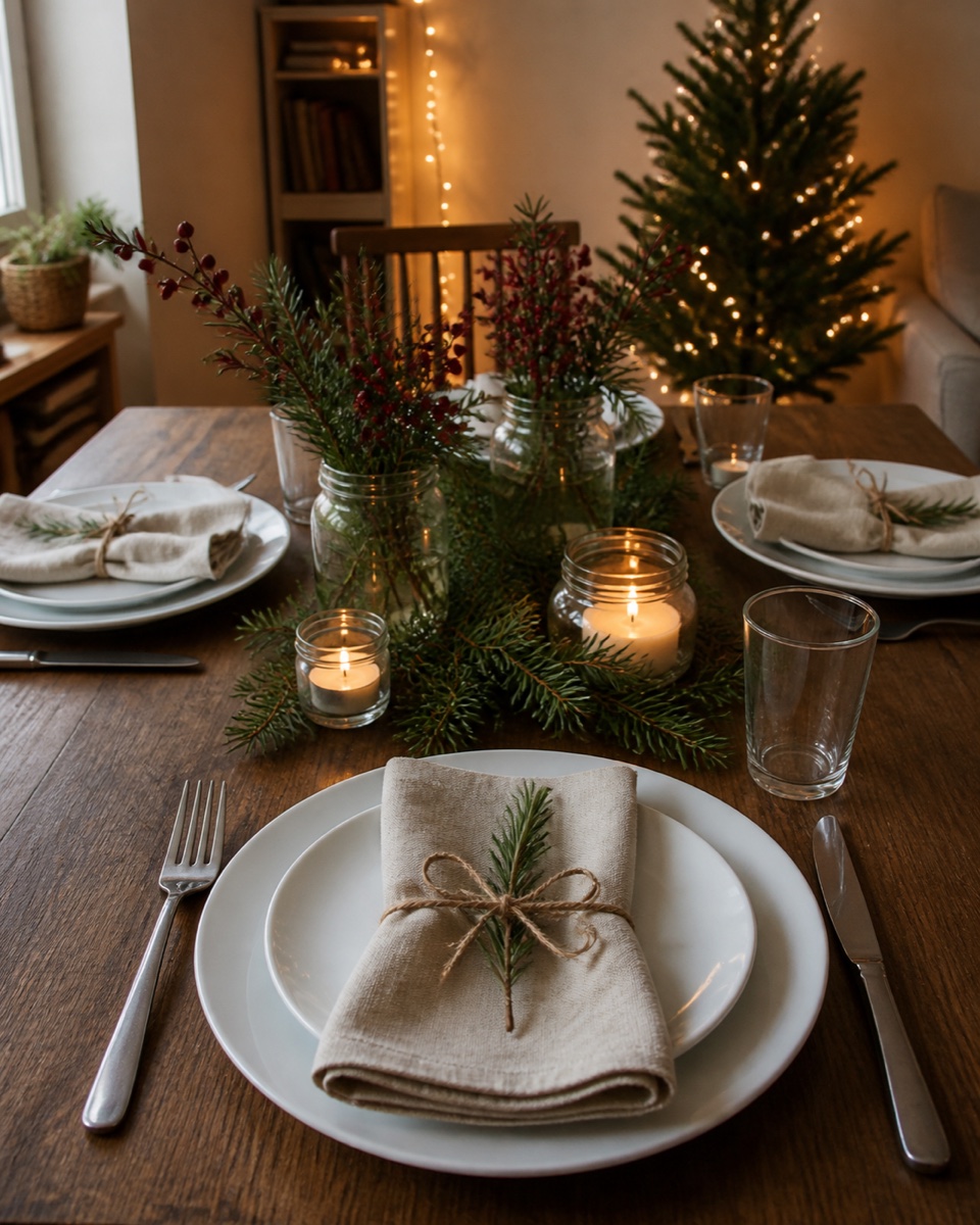 Mesa posta de Natal no estilo Elegante & econômica